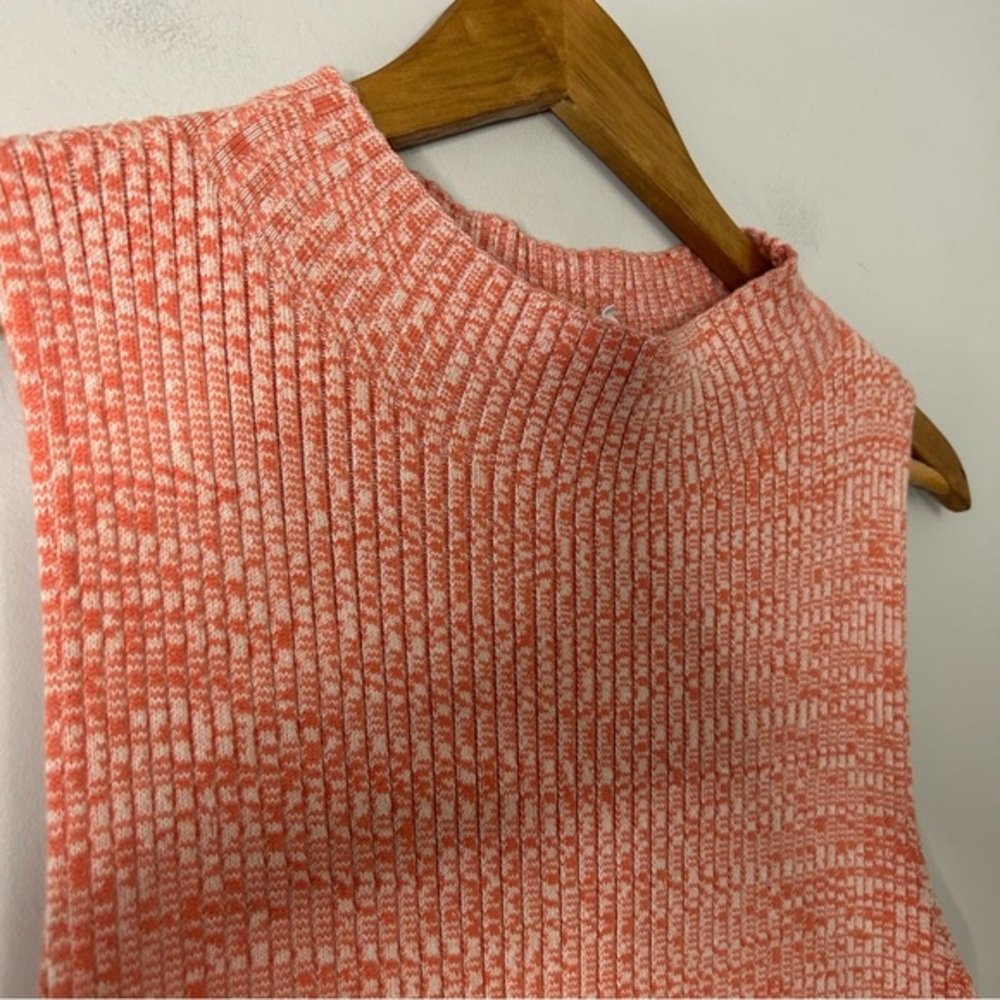 Daily Practice by Anthropologie Mock-Neck Ribbed Midi Dress in Coral - Picture 3 of 8